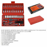 46x Socket Wrench Set CRV 1/4" Drive Metric Flexiable Extension Bar Truck Case