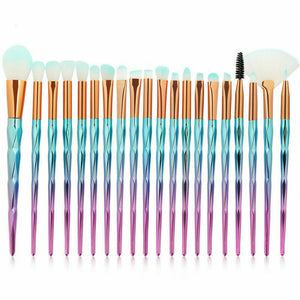 Diamond Unicorn 20PCS Eyeshadow Eyebrow Blending Brush Set Eye Make-up Brushes