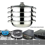 4 /5 Tier Stainless Steel Steamer Meat Vegetable Cooking Steam Pot Kitchen Tool