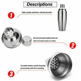 Cocktail Shaker Set Maker Mixer Martini Spirits Bar Strainer Bartender Kit 5PCS