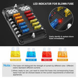 12 Way Blade Fuse Auto Block Box Holder Indicator Circuit Car Boat ATC ATO 12V