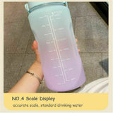 2L Sports Water Bottle Large Capacity Straw Time Motivational Fitness Jugs