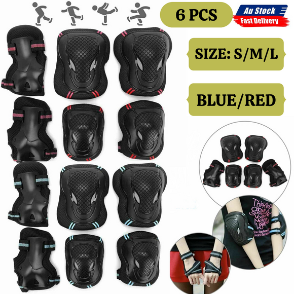 Sets 6pc Skating Protective Gear Elbow Knee Pads Bike Skateboard Adult Kid SML