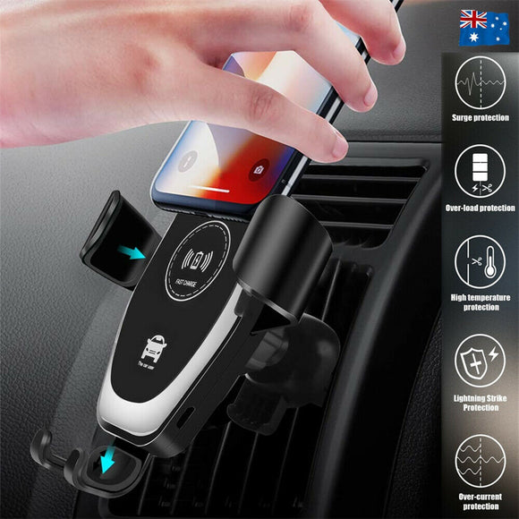 Qi Wireless Car Fast Charger Phone Mount Holder for 13 12 11 XS XR 8 Samsung S10