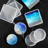 2pcs Coaster Cup Mat Mold Round Square Silicone Mould DIY Epoxy Resin Casting