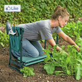 GARDEN KNEELER PADDED PAD SEAT STOOL 2 in1 GARDENING WORK 6 TOOLS + 2 POUCHES