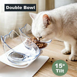 Double Elevated Cat Dog Pet Bowl Feeder Food Water Raised Lifted Stand Bowls