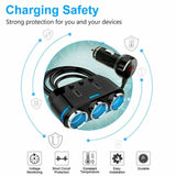 3 Way 12V Multi Socket Car Splitter Dual USB Charger Adapter