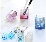 2PCS Silicone Mold Resin Epoxy Making Crystal Crafts Brush Pot Pen Holder Mould