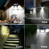 3 Head Solar Motion Sensor Light Outdoor Garden Wall Security Flood Lamp 74LEDs