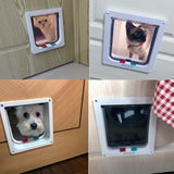 4-Way Lockable Locking Pet Cat Dog Brushy Flap Door Screen White Large Size