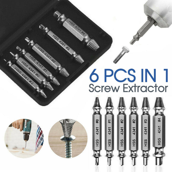 6x Damaged Screw Extractor Easy Out Broken Drill Bit Remover Kit Speed Out