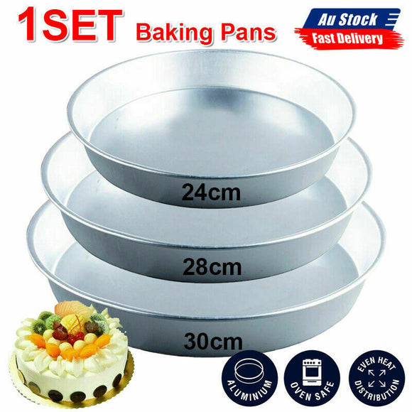 3Pcs Aluminum 30cm,28cm,24cm(D) Tin Round Cake Pan Bakeware Baking Tray Set