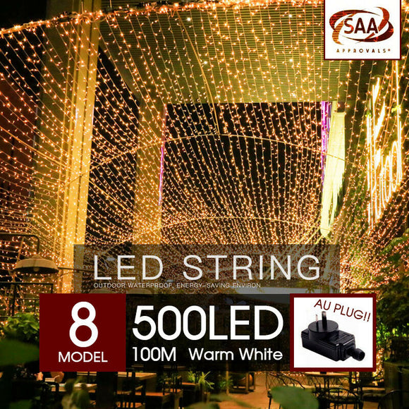 500 LED 100m Warm White String Fairy Lights Christmas Tree Xmas Party Wedding