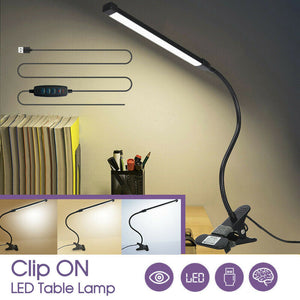 Clip On Desk Lamp Table Light Bedside Night Reading Led Eye Care USB Dimmable