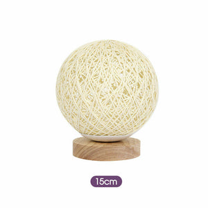 15/20cm Wooden Rattan LED Table Desk Bedside Night Light Lamp Home Room Decor