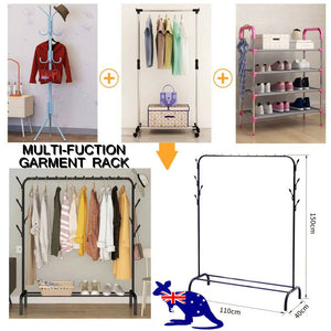 Garment Clothes Hanger Rack Organiser Hat Bag Hook Stand Shoe Shelf Storage