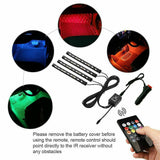 4X 12V 12LED RGB Car Interior LED Strip Lights Wireless Remote Control Music