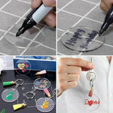 200pcs Keyring Clear Acrylic Circle Discs Keychain Blank Tassel Pendants DIY Kit