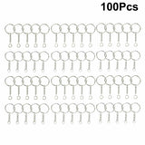 100Pcs Bulk Split Metal Key Rings Keyring Blanks With Link Chains For Craft DIY