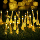 Solar Fairy String Lights 20-50 LED Raindrop Garden Christmas Tree Outdoor Lamp