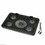 5 Fans LED USB Adjustable Height Cooler Cooling Pad Laptop Notebook 7"-17" Stand