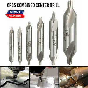 6PCS Combined Center Drill Countersink Bit Lathe Mill Tackle Kit High Speed