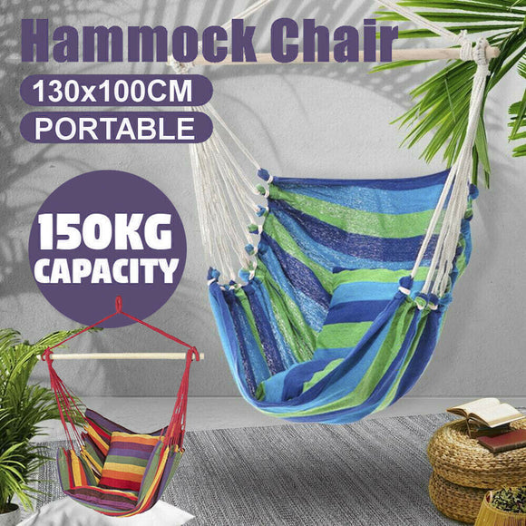 Garden Portable Hanging Hammock Chair Swing Outdoor Camping Soft Cushions