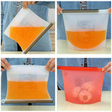 4pc Silicone Food Storage Bags Leakproof Zip Seal Stand Reusable Set Pouch Fresh