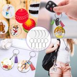 200pcs Keyring Clear Acrylic Circle Discs Keychain Blank Tassel Pendants DIY Kit