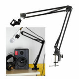 Microphone Suspension Boom Scissor Arm Stand with Pop Filter Shock Mount