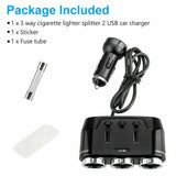 3 Way 12V Multi Socket Car Splitter Dual USB Charger Adapter