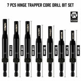 7-Piece Centre Drill Bits Set Self Centering Hinge Hole Drilling 1/4" Hex Shank