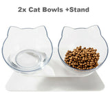 Double Elevated Cat Dog Pet Bowl Feeder Food Water Raised Lifted Stand Bowls