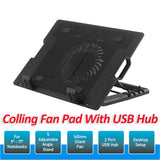 Laptop Cooling Fan Notebook Cooler Stand USB Fan Pad with USB Hub