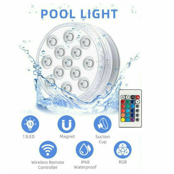 2X SUBMERSIBLE UNDERWATER LIGHTS WATERPROOF LED RGB