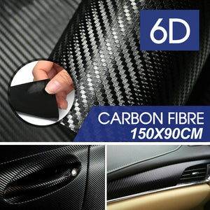 6D Gloss Black Carbon Fiber 150x90CM Vinyl Car Phone Laptop Wrap Sticker Film