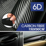 6D Gloss Black Carbon Fiber 150x90CM Vinyl Car Phone Laptop Wrap Sticker Film
