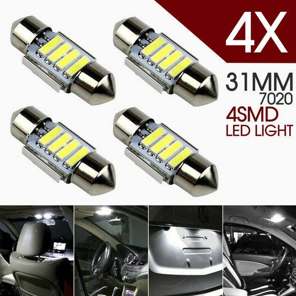 4 x 31MM FESTOON 7020 4SMD LED INTERIOR DOME MAP LIGHT BULB GLOBE 12V CAR 4WD