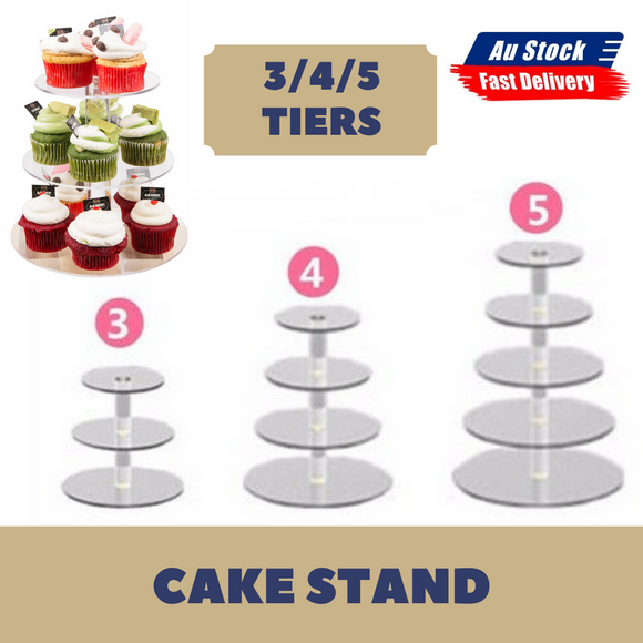 3/4/5Tier Acrylic Clear Round Cupcake Cake Stand Birthday Wedding Party