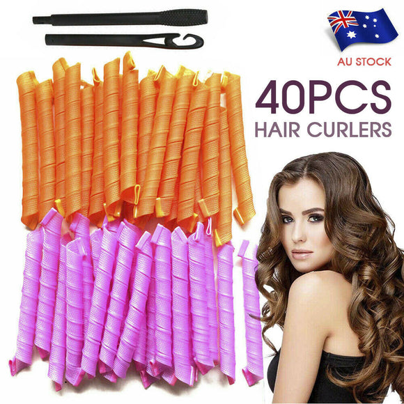 40PCS 50cm Magic Hair Curlers Curl Formers Spiral Ringlets Leverage Rollers