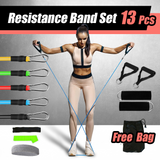 13 PCS Resistance Band Set Yoga Pilates Abs Exercise Fitness Tube Workout Bands