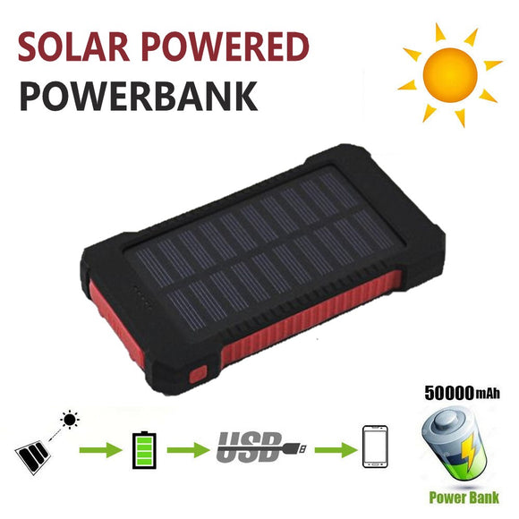 50000mah Solar Power Bank Portable External Battery Dual USB Phone Charger