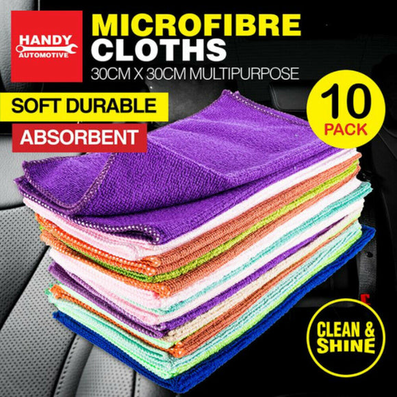 Handy Hardware 10 PACK Microfibre Cleaning Cloth Home Automotive 30cm x 30cm
