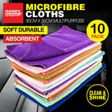 Handy Hardware 10 PACK Microfibre Cleaning Cloth Home Automotive 30cm x 30cm