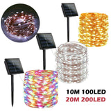 10m/20m LED Solar Fairy String Light Copper Wire Waterproof Garden Outdoor Decor