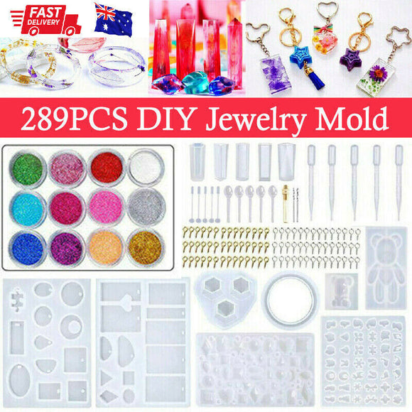 289PCS Silicone Pendant Mold Necklace Jewelry Resin Mould Casting Craft Handmade