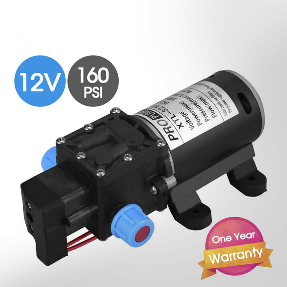 100W 12V 160PSI Pressure Water Pump 8L/Min Self-Priming Caravan Camping Boat