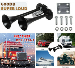 12/24V 600db Car Boat Truck Lorry Super Loud 2 Trumpet Air Horn