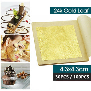 Pure 24k Gold Leaf Sheet Book Food Edible Decorating Art Craft 4.3*4.3cm